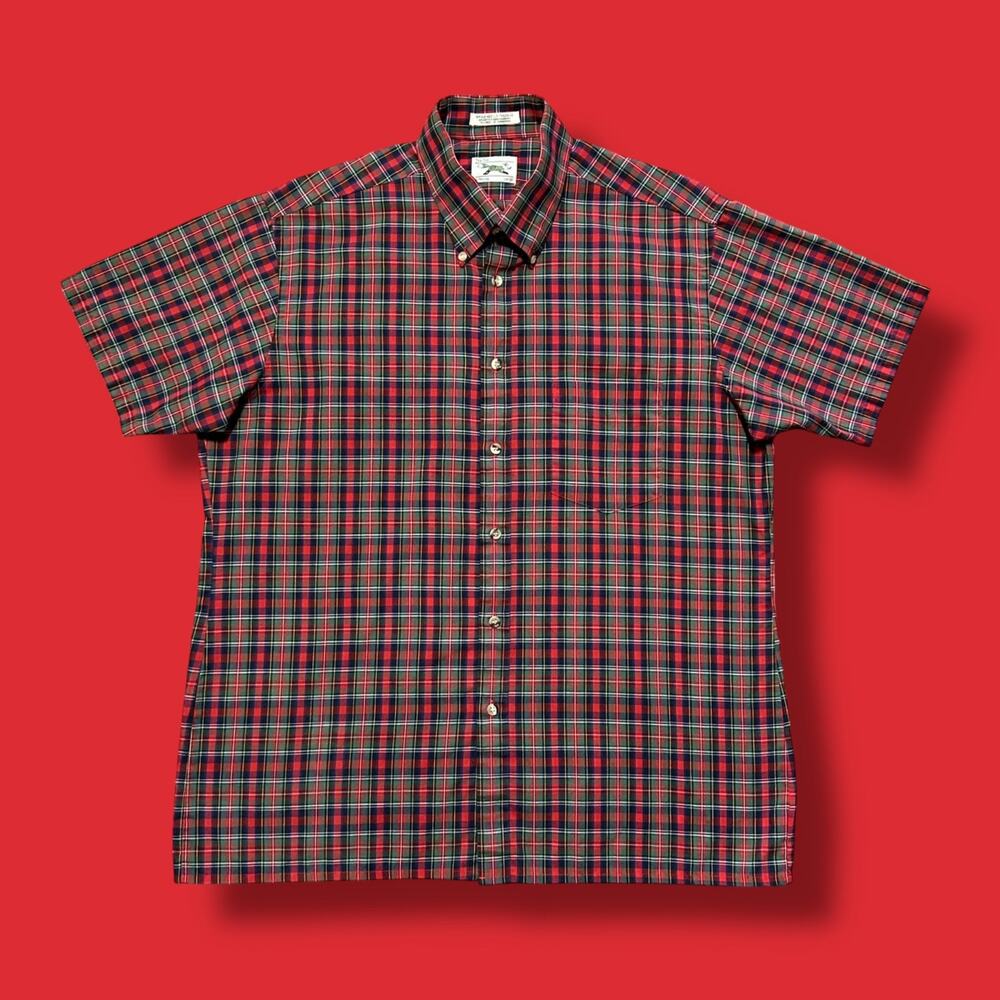 Vintage 80s Plaid Shirt Button Up Preppy Aesthetic JCPenney The Fox Red Large